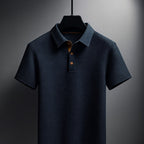 Men's Oversized Short Sleeve Polo Shirt with Button Front