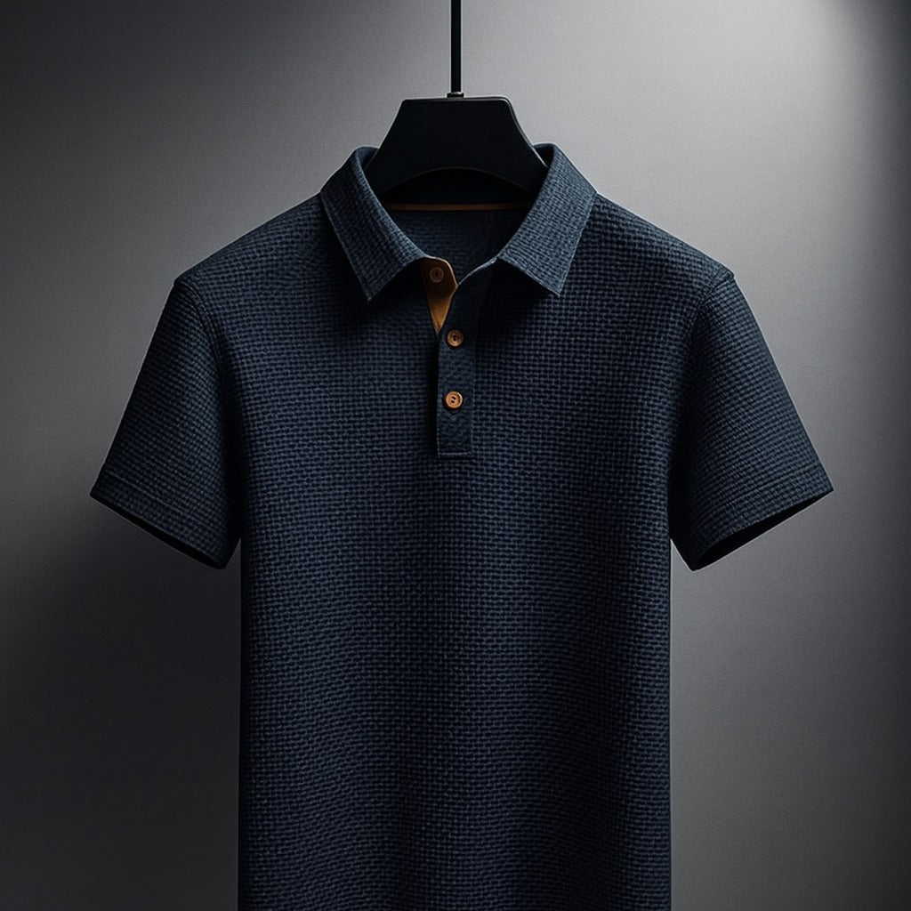 Men's Oversized Short Sleeve Polo Shirt with Button Front
