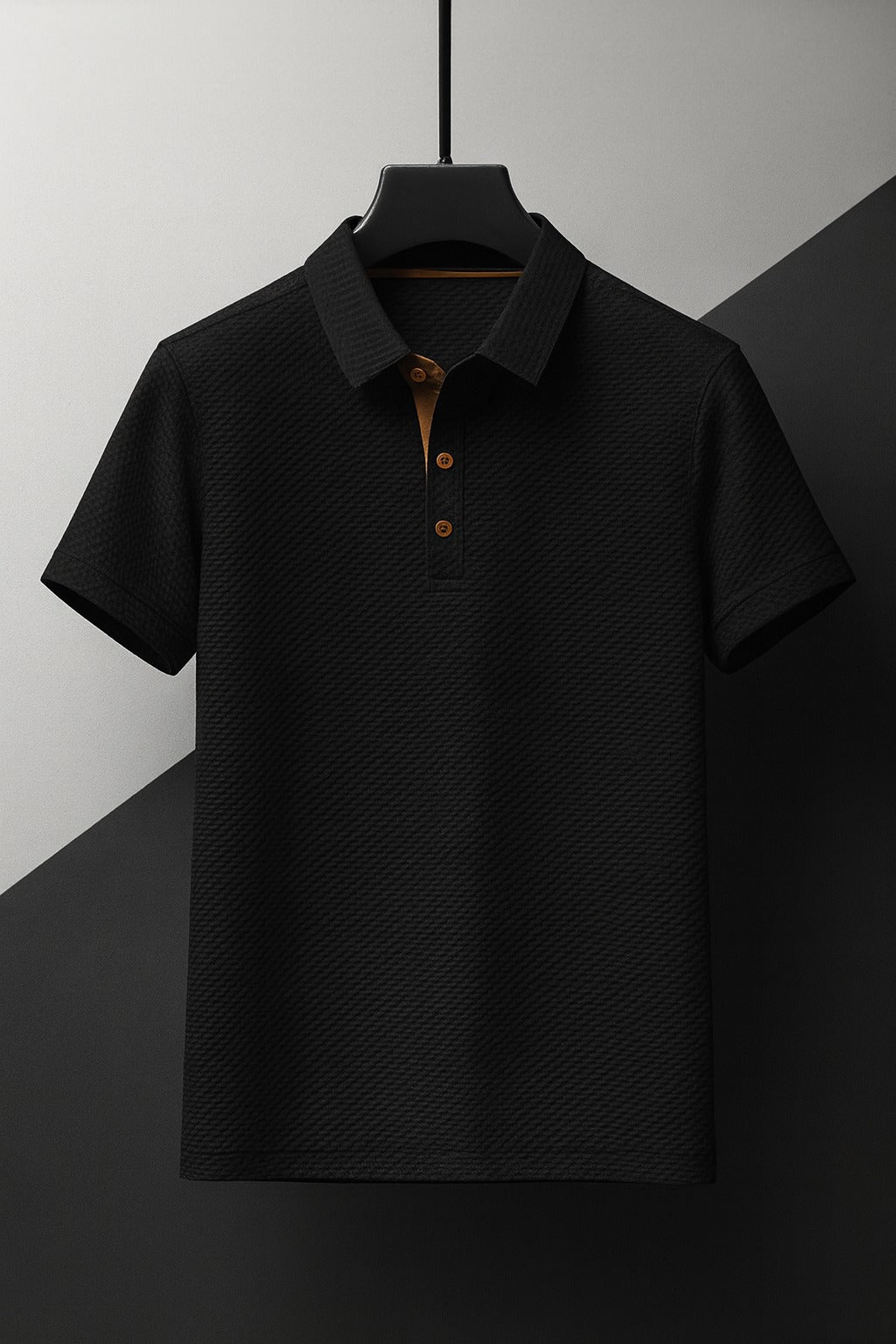 Men's Oversized Short Sleeve Polo Shirt with Button Front