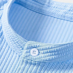 Men's Oversized Short Sleeve Shirt with Stand Collar