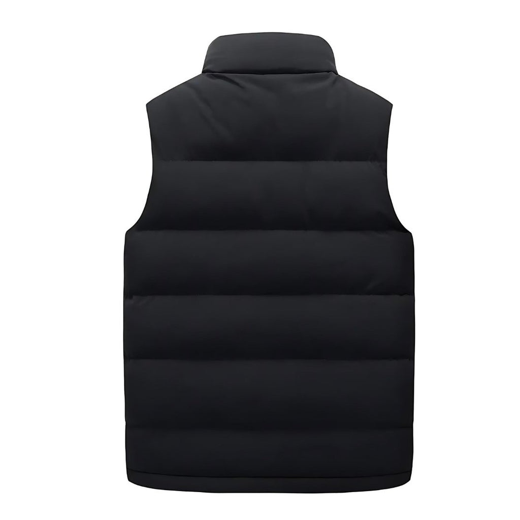 Men's Padded Gilet with Stand Collar and Zip Pockets