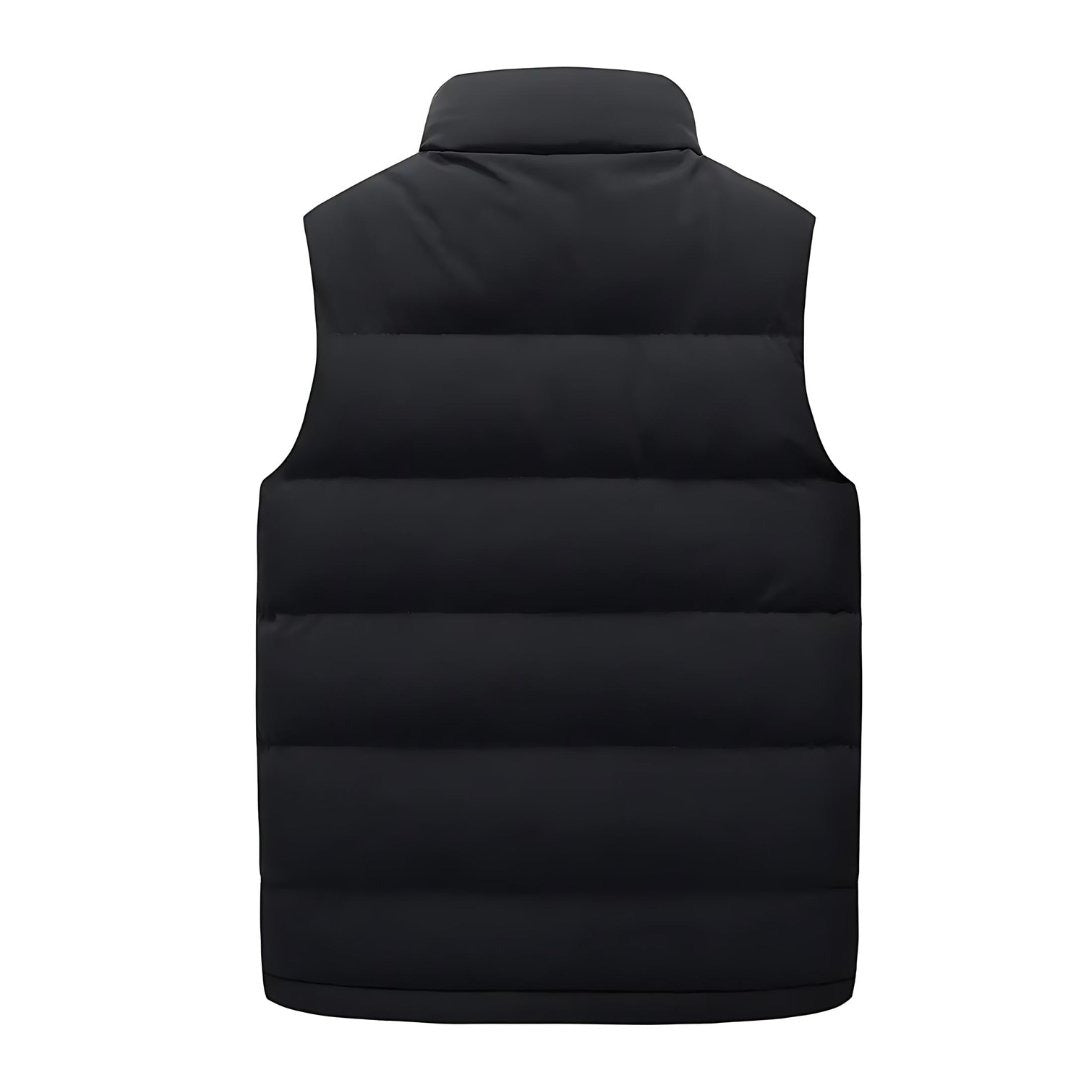 Men's Padded Gilet with Stand Collar and Zip Pockets