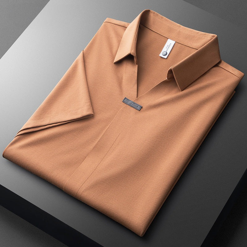 Men's Polo Short Sleeve Shirt with V-Neck