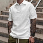 Men's Short Sleeve Polo Shirt with Button Collar