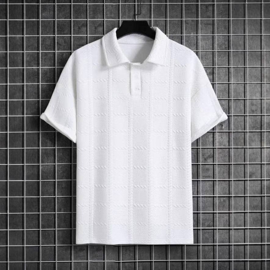 Men's Short Sleeve Polo Shirt with Button Collar