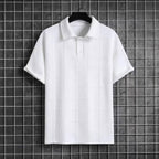 Men's Short Sleeve Polo Shirt with Button Collar