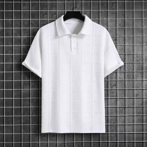 Men's Short Sleeve Polo Shirt with Button Collar