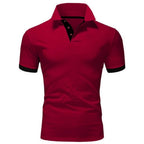 Men's Short Sleeve Polo Shirt with Contrast Collar Panel and Contrast Cuff Trim