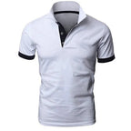 Men's Short Sleeve Polo Shirt with Contrast Collar Panel and Contrast Cuff Trim