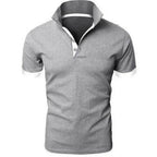 Men's Short Sleeve Polo Shirt with Contrast Collar Panel and Contrast Cuff Trim