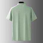 Men's Short Sleeve Polo Shirt with Contrast Stripe Collar and Sleeve Trim