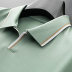 Men's Short Sleeve Polo Shirt with Contrast Stripe Collar and Sleeve Trim
