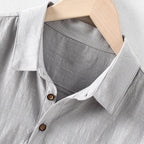Men's Short Sleeve Polo Shirt with Spread Collar and Three-Button Placket