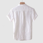 Men's Short Sleeve Shirt with Point Collar and Button Front Placket