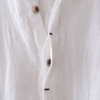 Men's Short Sleeve Shirt with Point Collar and Button Front Placket