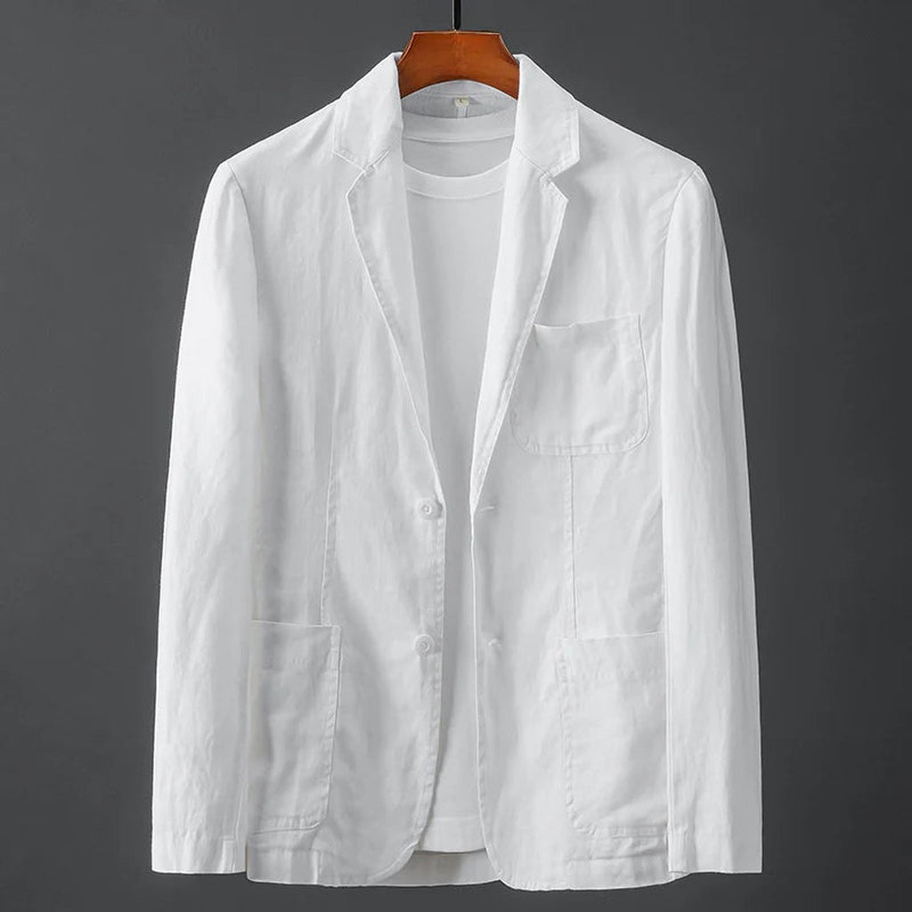 Men's Single-Breasted Blazer with Notch Lapel and Two-Button Front