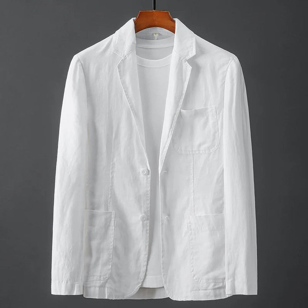 Men's Single-Breasted Blazer with Notch Lapel and Two-Button Front