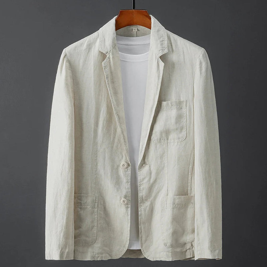 Men's Single-Breasted Blazer with Notch Lapel and Two-Button Front