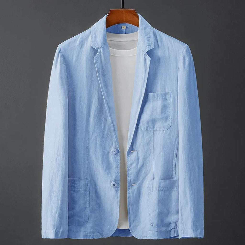 Men's Single-Breasted Blazer with Notch Lapel and Two-Button Front
