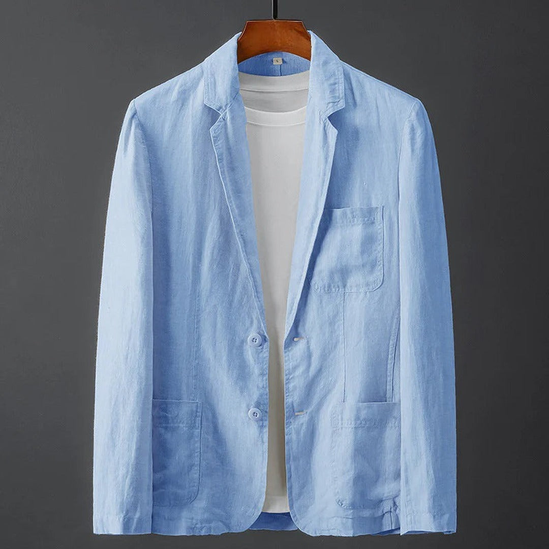 Men's Single-Breasted Blazer with Notch Lapel and Two-Button Front