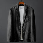 Men's Single-Breasted Blazer with Notch Lapel and Two-Button Front