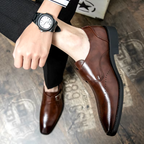 Men's Single Monk Strap Dress Shoes with Brogue Perforation and Square Toe