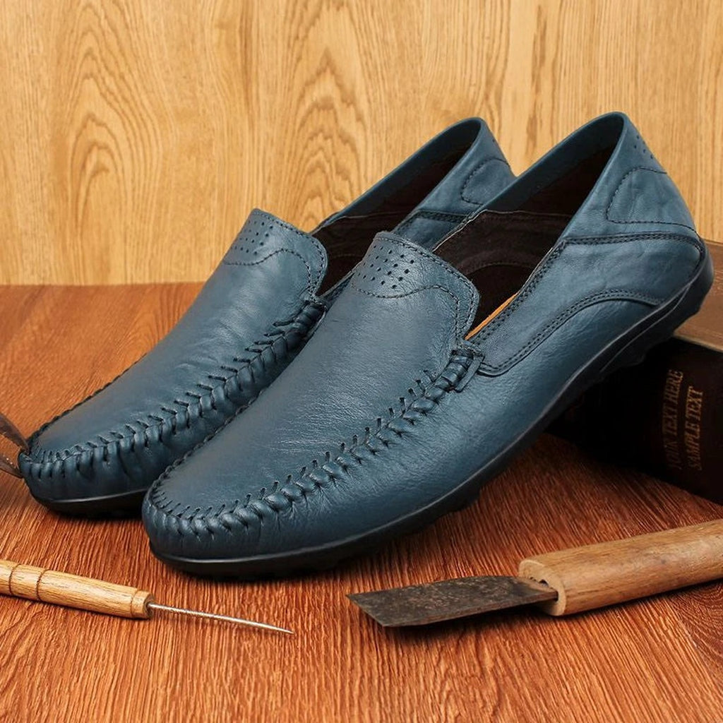 Men's Slip-On Loafer with Whipstitch Midsole Detail and Perforated Heel Panel