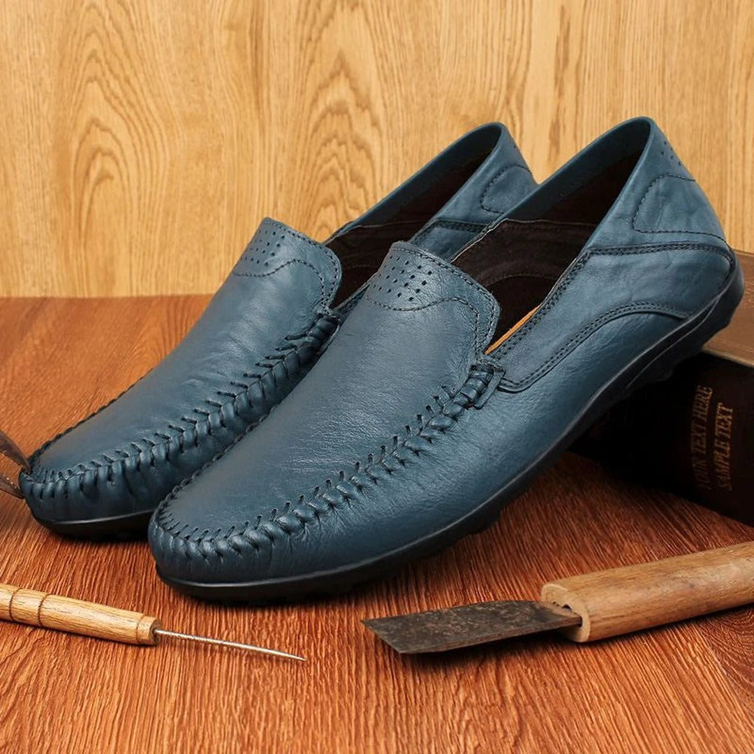 Men's Slip-On Loafer with Whipstitch Midsole Detail and Perforated Heel Panel