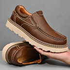 Men's Slip-On Loafers with Contrast Topstitching and Lug Outsole
