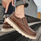Men's Slip-On Loafers with Contrast Topstitching and Lug Outsole
