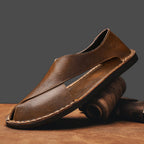Men's Slip-On Sandal Shoes with Open Back and Hand-Stitched Seam Detail