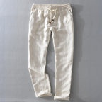Men's Straight-Leg Trousers with Elasticated Waistband and Drawstring Tie