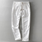 Men's Straight-Leg Trousers with Elasticated Waistband and Drawstring Tie