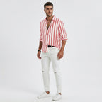 Men's Striped Long Sleeve Shirt with Button Front