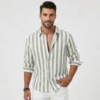 Men's Striped Long Sleeve Shirt with Button Front