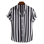 Men's Striped Short Sleeve Shirt with Button Front