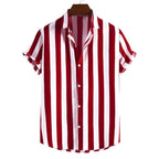 Men's Striped Short Sleeve Shirt with Button Front
