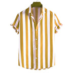 Men's Striped Short Sleeve Shirt with Button Front