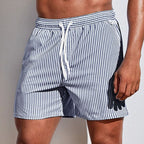 Men's Striped Shorts with Elasticated Drawstring Waistband and Side Pockets