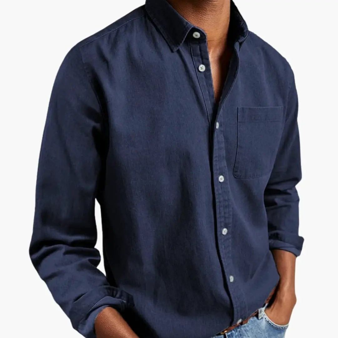 Men's Summer Long Sleeve Shirt with Button Front