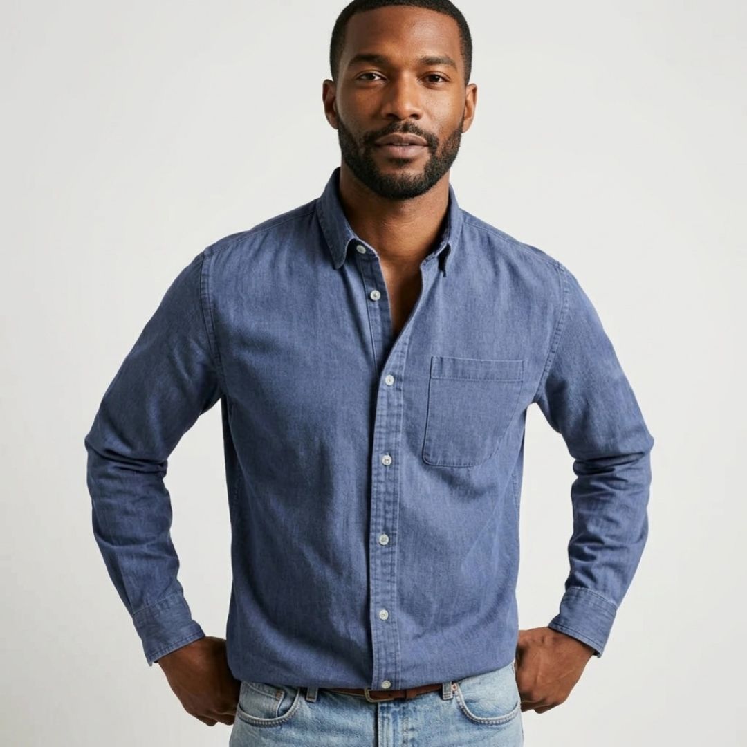 Men's Summer Long Sleeve Shirt with Button Front