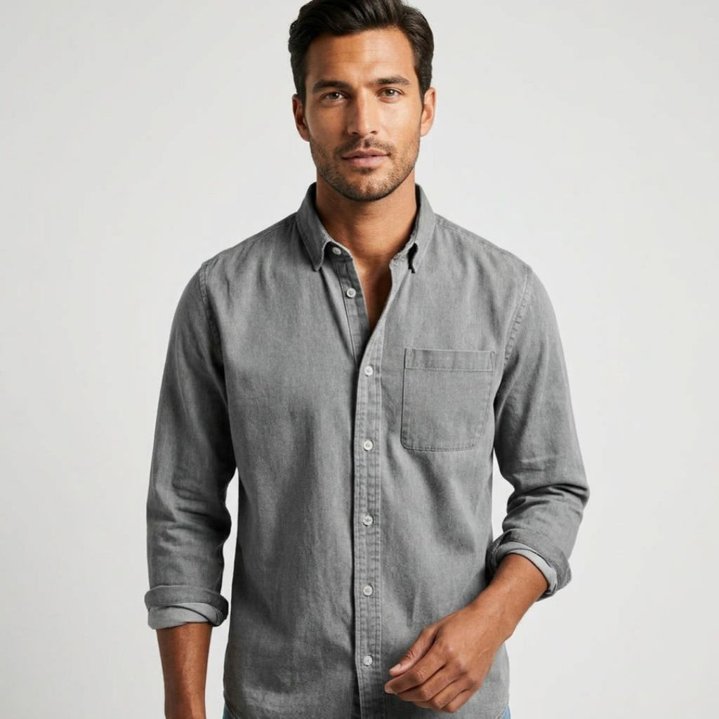 Men's Summer Long Sleeve Shirt with Button Front