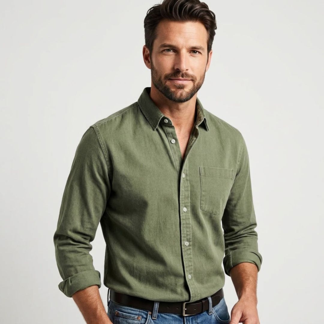 Men's Summer Long Sleeve Shirt with Button Front