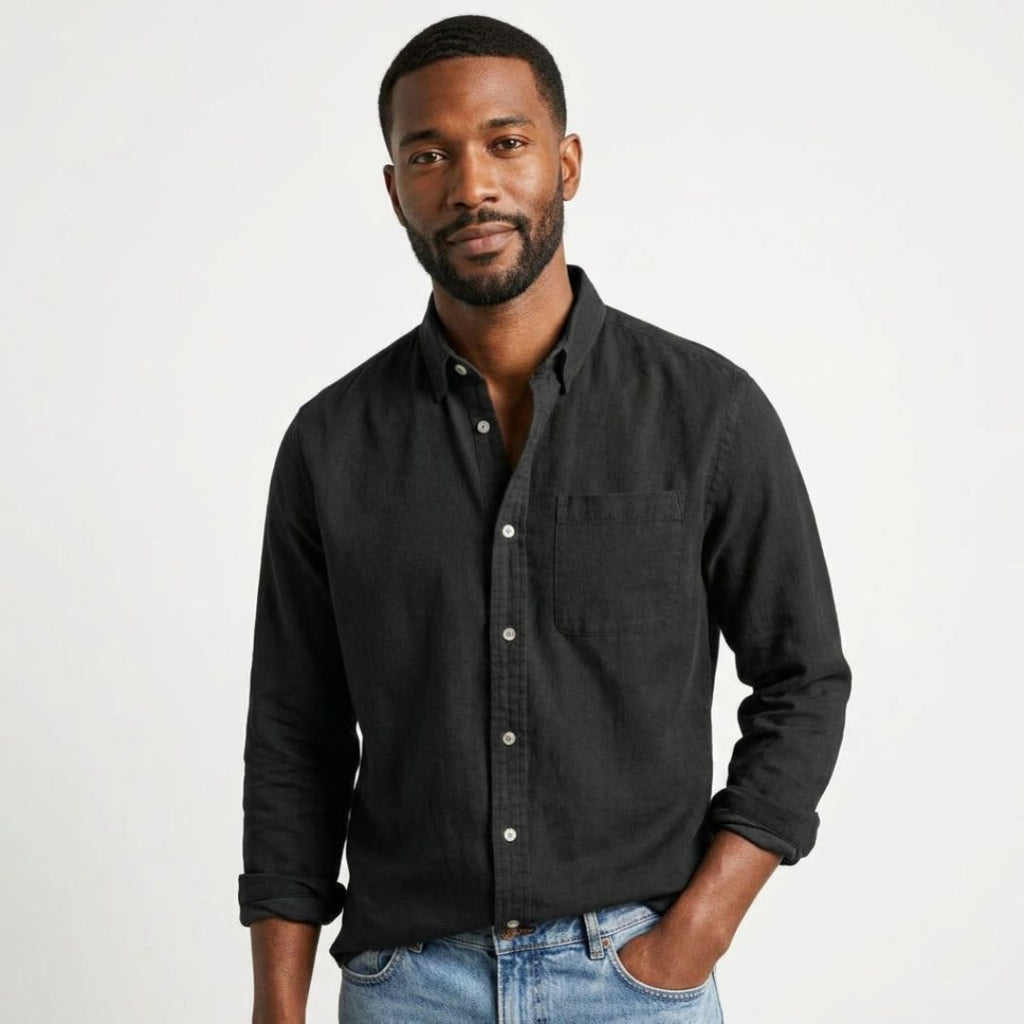 Men's Summer Long Sleeve Shirt with Button Front