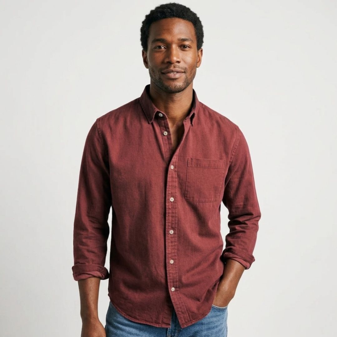 Men's Summer Long Sleeve Shirt with Button Front