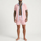 Men's Summer Short Set with Button-Up Shirt