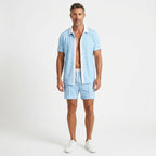 Men's Summer Short Set with Button-Up Shirt
