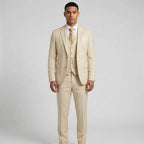 Men's Three Piece Formal Suit Set with Jacket and Waistcoat