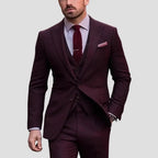 Men's Three Piece Formal Suit Set with Jacket and Waistcoat
