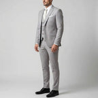 Men's Three Piece Formal Suit Set with Jacket and Waistcoat